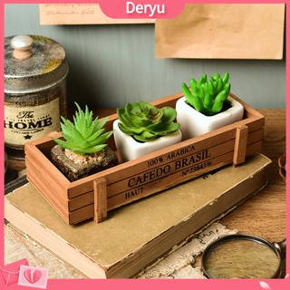 Khay để chậu trồng cây bằng gỗ hình chữ nhật tiện dụng