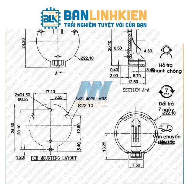 Đế PIN CR2032 DIP001