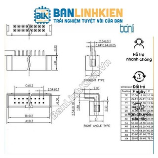 Đầu ide10 đực thẳng 2.54mm