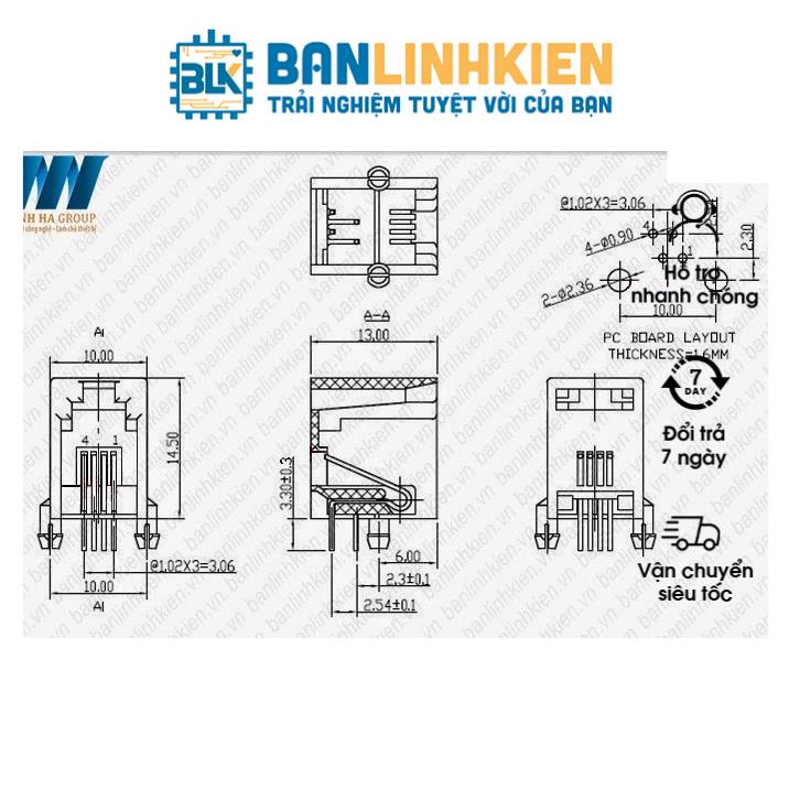 RJ11 4P4C 10x13x14MM