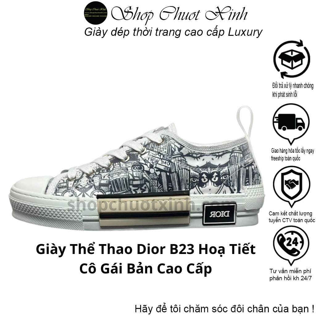L Hàng Sẵn l Giày Thể Thao D.i.o.r B23 Hoạ Tiết Cô Gái Bản Cao Cấp Full Bill Box Mới Nhất 2023