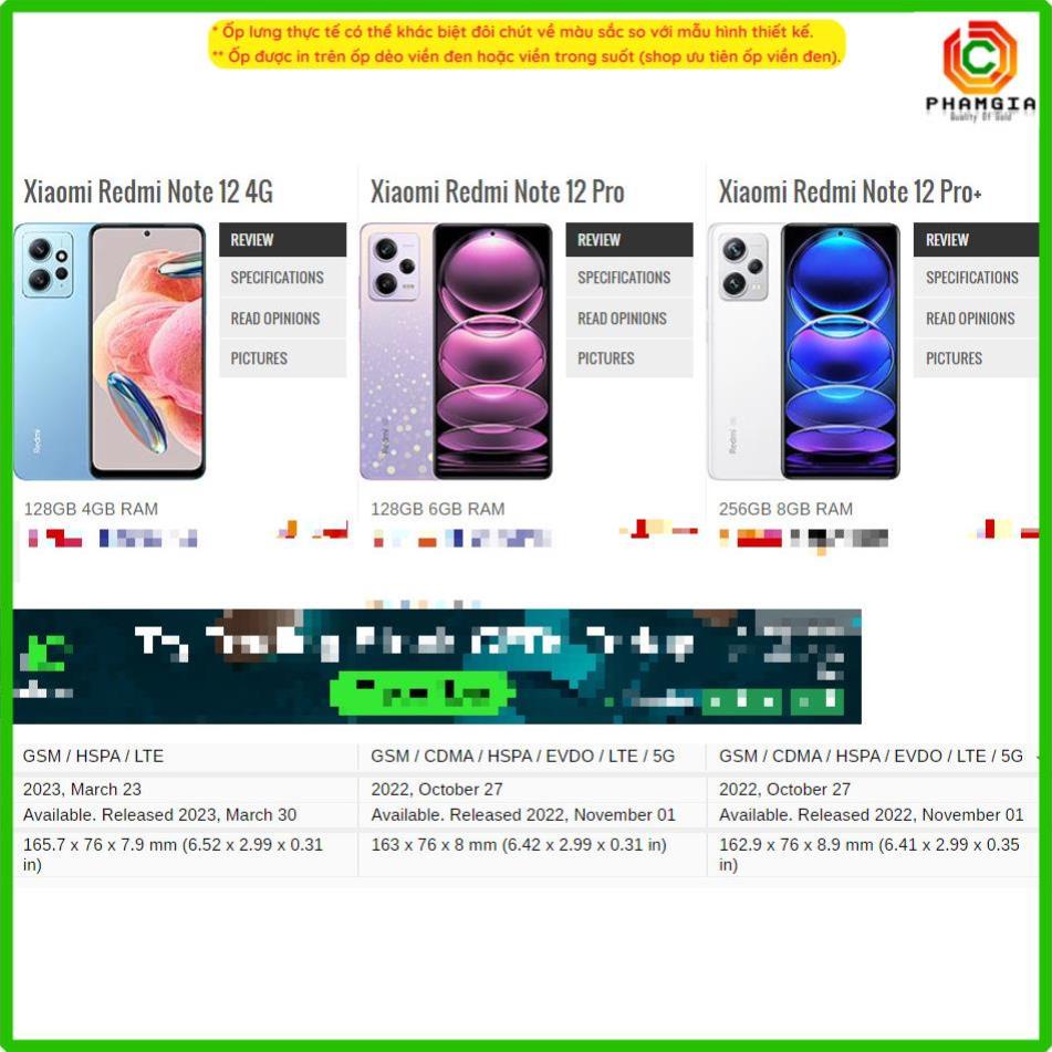 Ốp lưng Xiaomi Redmi Note 12 4G/Note 12 Pro 4G/Note 12 Pro 5G/Note 12 Pro+  dẻo bảo vệ cam in hình công nghệ