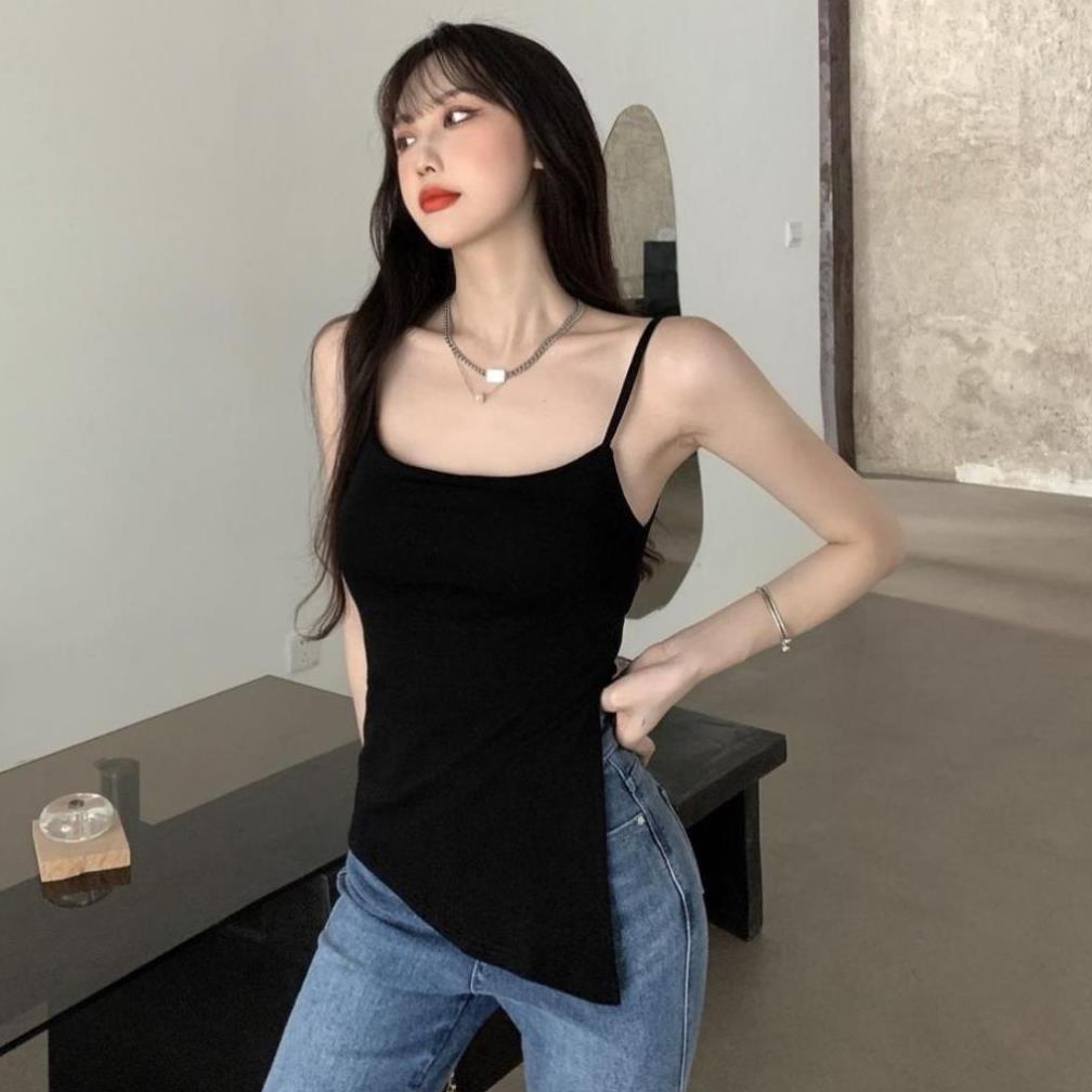 Áo 2 Dây Xẻ Tà Có Mút , Áo Kiểu Nữ Ôm Body Thiết Kế Vạt Chéo Hack Eo Cực Đỉnh -2D1- | BigBuy360 - bigbuy360.vn