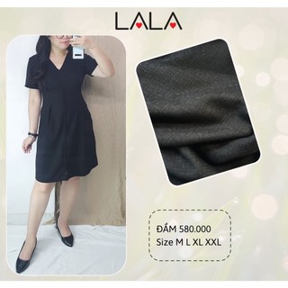 Bigsize công sở - Đầm Cổ Tim Ben Đôi - Đen