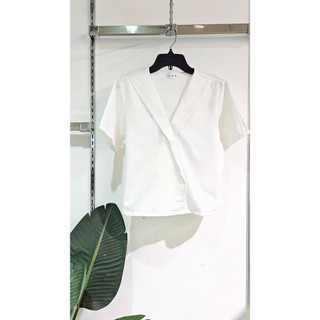 Bigsize công sở - Áo Cổ Đắp Lửng - Trắng Gân