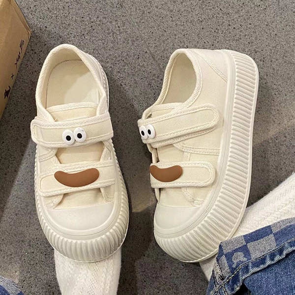 Giày vải dễ thương nữ dày-thuần phong cách mới sinh viên bánh mì giày thể thao hợp thời trang