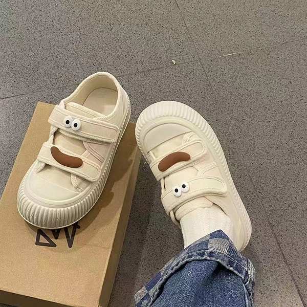 Giày vải dễ thương nữ dày-thuần phong cách mới sinh viên bánh mì giày thể thao hợp thời trang