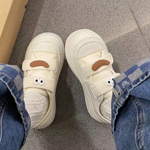 Giày vải dễ thương nữ dày-thuần phong cách mới sinh viên bánh mì giày thể thao hợp thời trang