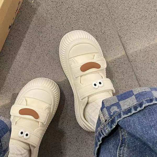 Giày vải dễ thương nữ dày-thuần phong cách mới sinh viên bánh mì giày thể thao hợp thời trang