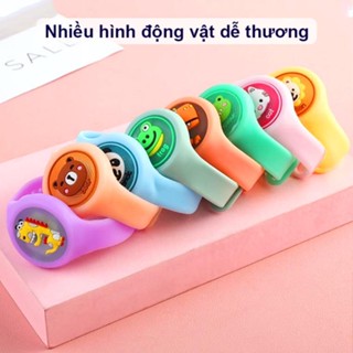 Đồng hồ tinh dầu đuổi muỗi phát sáng, Vòng đeo tay đuổi muỗi họa tiết động vật vui nhộn dễ thương cho bé