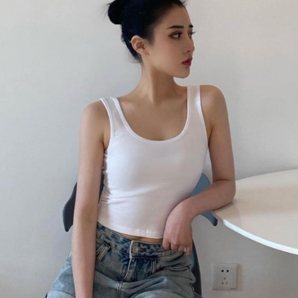 S69 QUÀ TẶNG DÂY CHUN KHI MUA Áo 2 dây nữ bản to cổ U, Áo croptop nữ 2 dây ôm body phong cách Hàn Quốc -2D13- | BigBuy360 - bigbuy360.vn