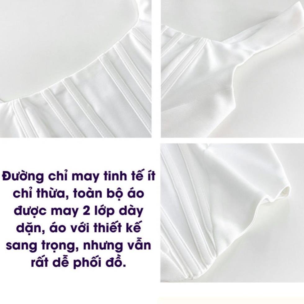 Áo hai dây bản to dáng croptop cổ vuông vạt bầu có mút ngực, áo được may 2 lớp vải cotton dày dặn có bigsize -2D8- | BigBuy360 - bigbuy360.vn