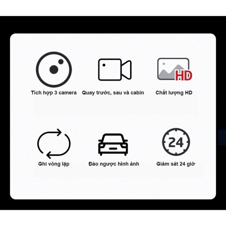 Camera hành trình ô tô New Taxi 3 mắt hình ảnh đảo chiều ghi hình tốc độ cao full HD 1080p hồng ngoại siêu nét
