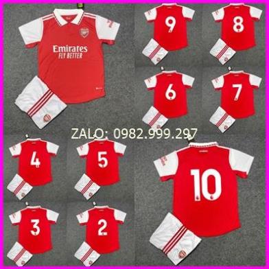 Bộ Quần Áo Bóng Đá CLB ARSENAL 22/23 - in Sẵn Số - Hàng Thun Thái - Logo Thêu