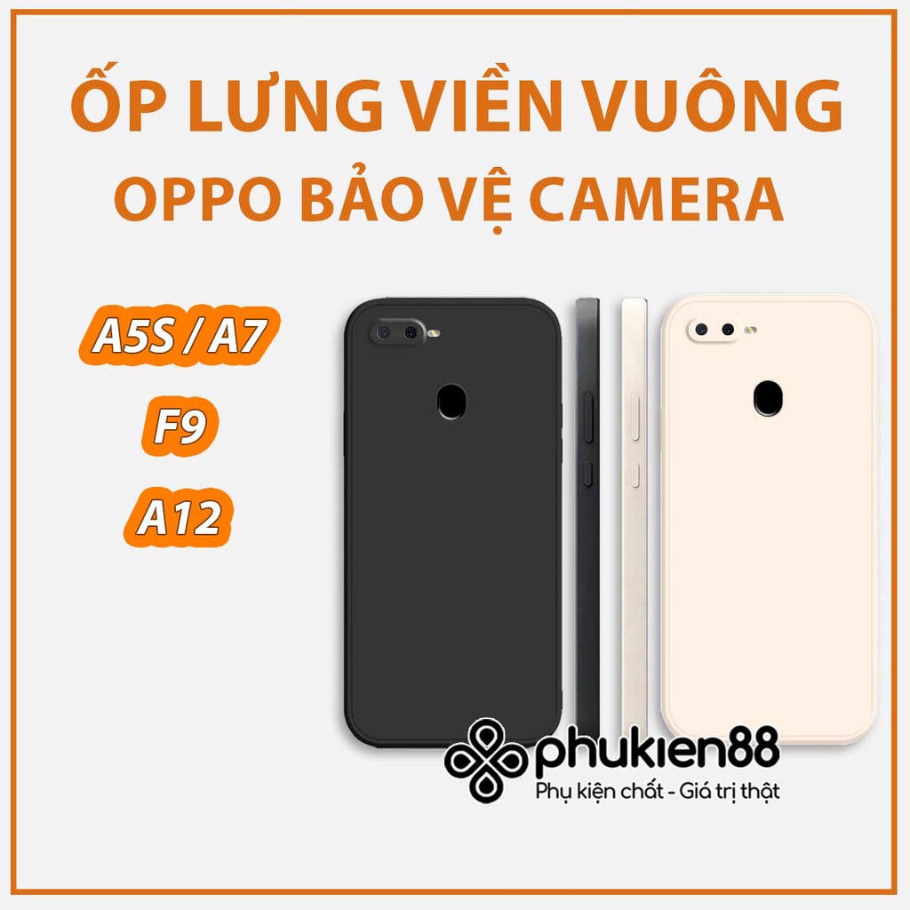 Ốp Silicon Oppo A5s / A7 / F9 / A12 TPU viền vuông dẻo chống va đập, bảo vệ camera