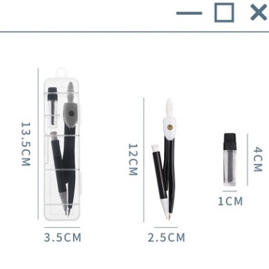 Bộ compa vẽ hình tròn size to 13.x3.5cm  bằng thép không gỉ sẵn chì kim bấm