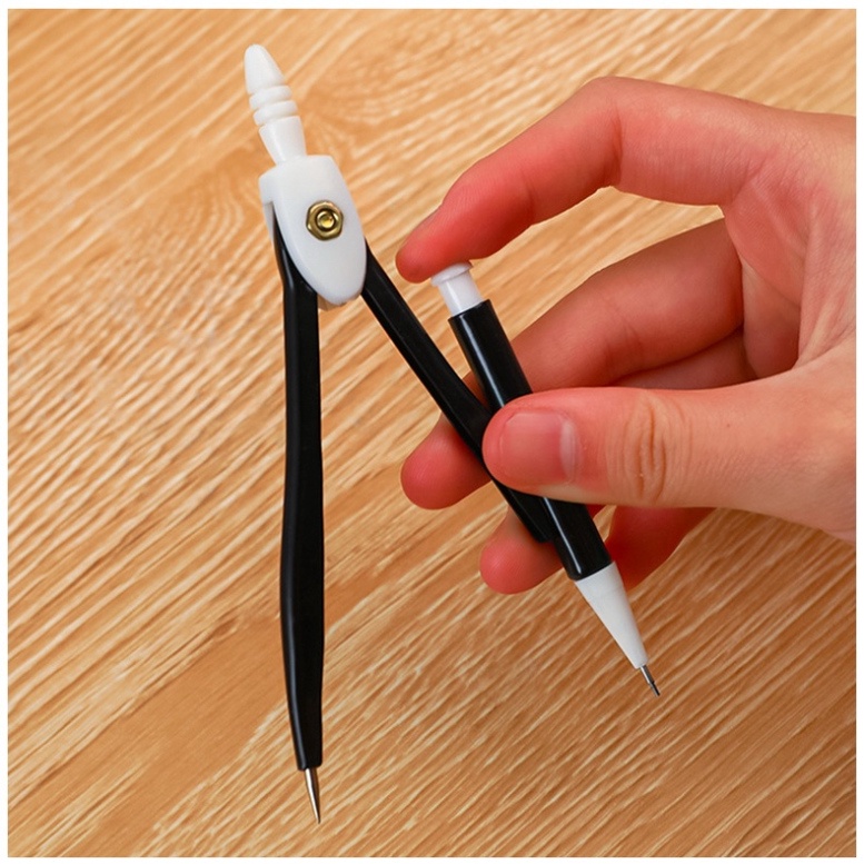 Bộ compa vẽ hình tròn size to 13.x3.5cm  bằng thép không gỉ sẵn chì kim bấm