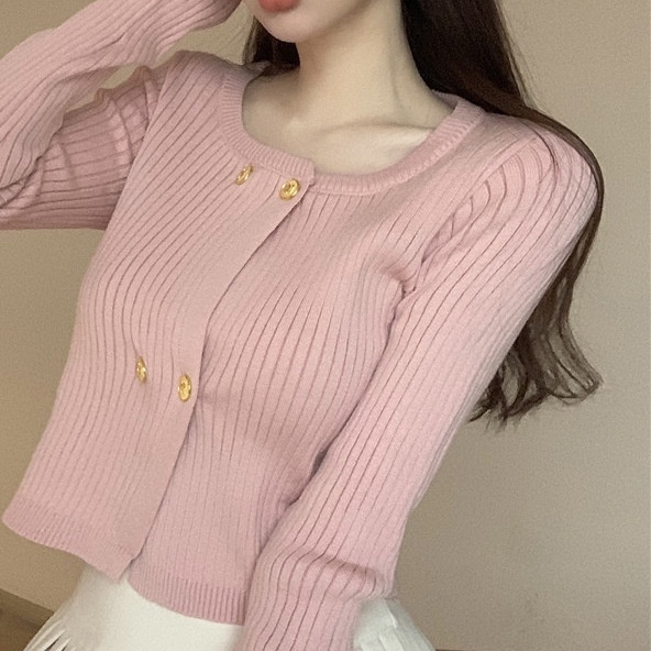 Áo len dáng croptop thiết kế tiểu thư đơn giản, Áo croptop phong cách Hàn Quốc nhẹ nhàng LK03