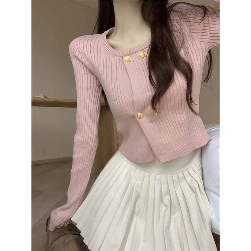 Áo len dáng croptop thiết kế tiểu thư đơn giản, Áo croptop phong cách Hàn Quốc nhẹ nhàng LK03