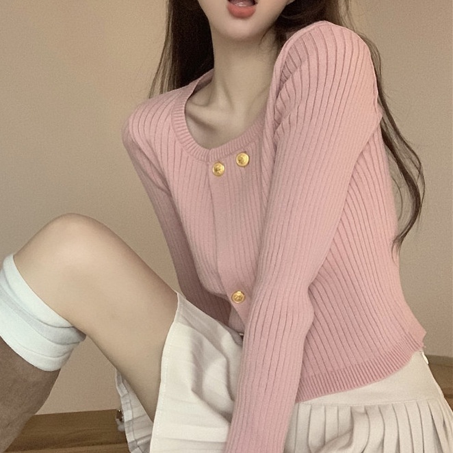 Áo len dáng croptop thiết kế tiểu thư đơn giản, Áo croptop phong cách Hàn Quốc nhẹ nhàng LK03