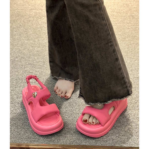 Dép sandal đế dày xăng đan Hàn Quốc cổ điển giày đi biển La Mã đế dày nữ