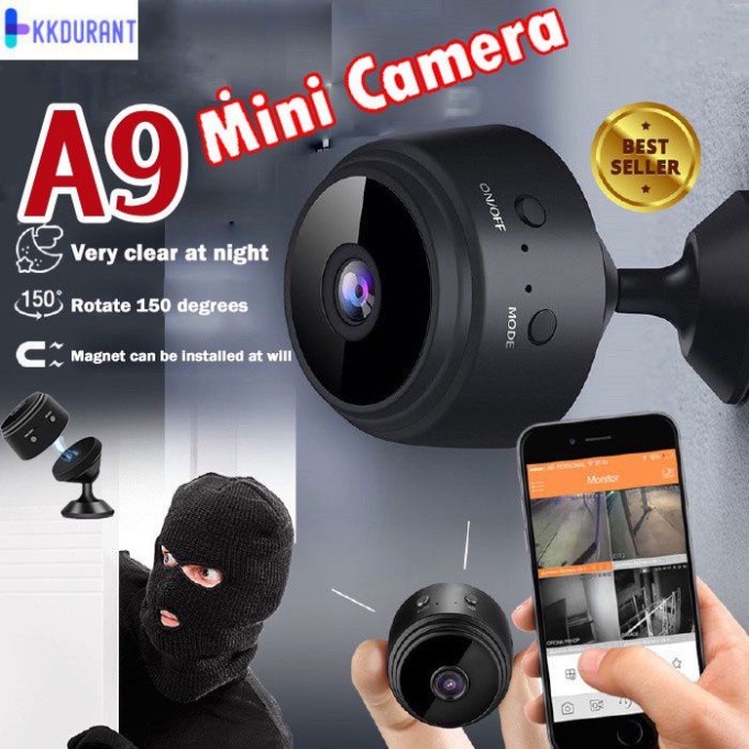 Camera mini wifi an ninh A9 xem từ xa trên điện thoại,Camera mini có hồng ngoại quay ban đêm HOT | BigBuy360 - bigbuy360.vn