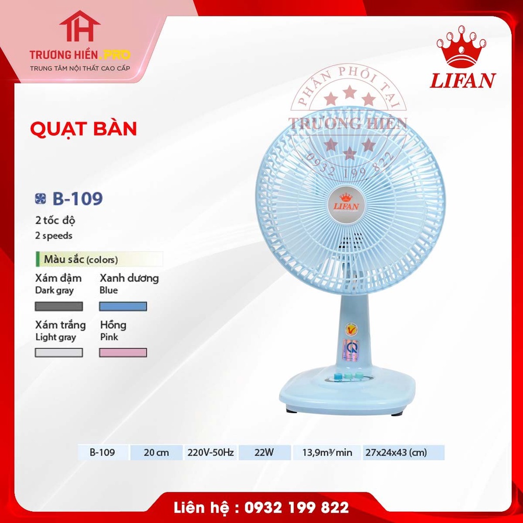 Quạt bàn 109-Lồng nhựa Lifan - Hàng chính hãng