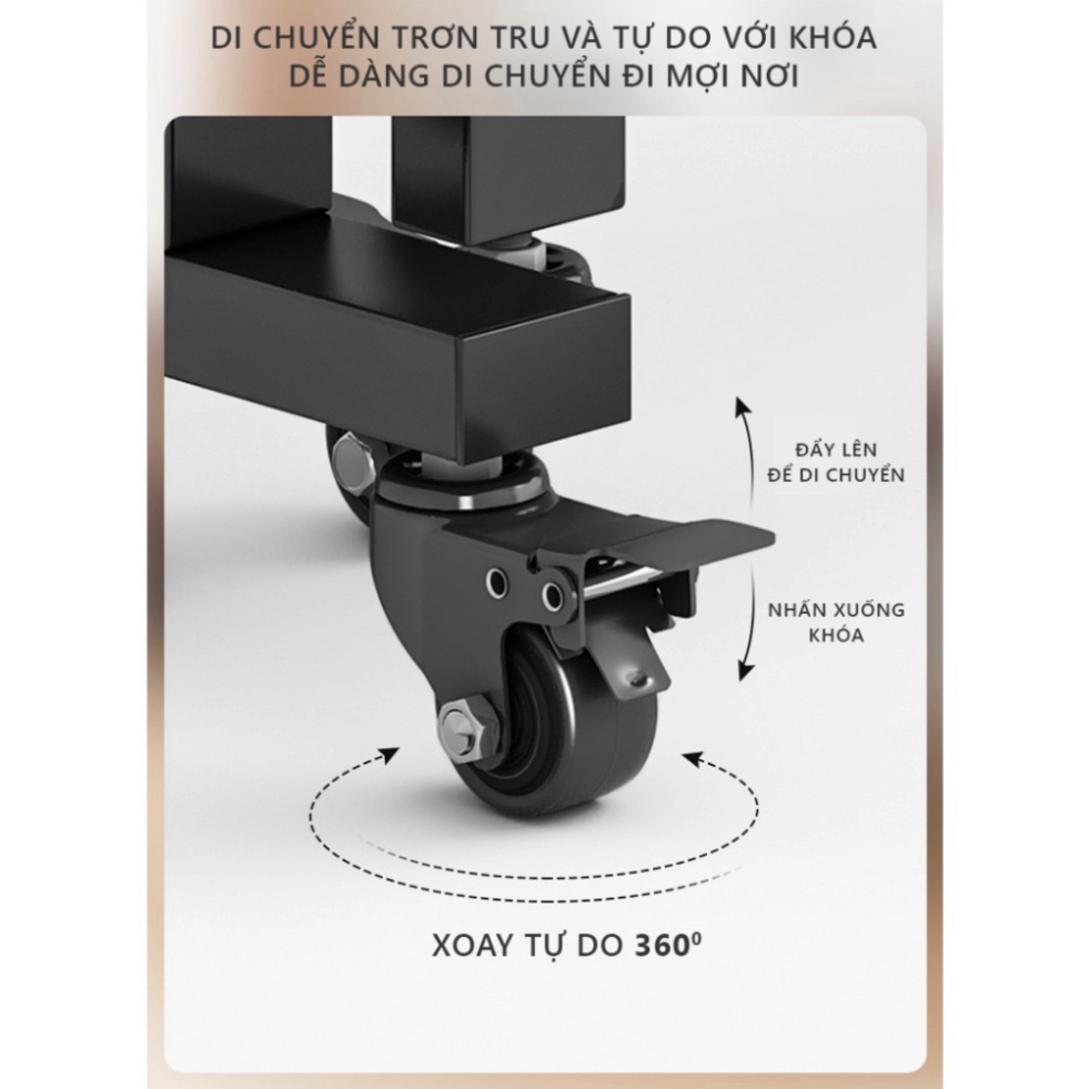 Bàn ăn thông minh di động xếp gọn khung sắt đen mặt óc chó decor phòng khách- GM107