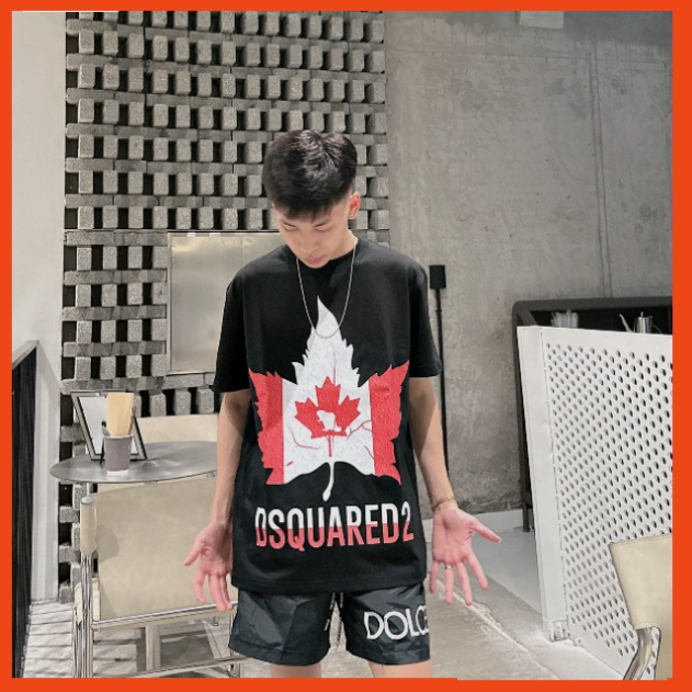 Áo Phông Nam Nữ DSQ2 Hình Lá Cấn Đỏ Trắng. Áo Thun Nam Nữ Unisex Form rộng Siêu hót cháy phố 2023. 88