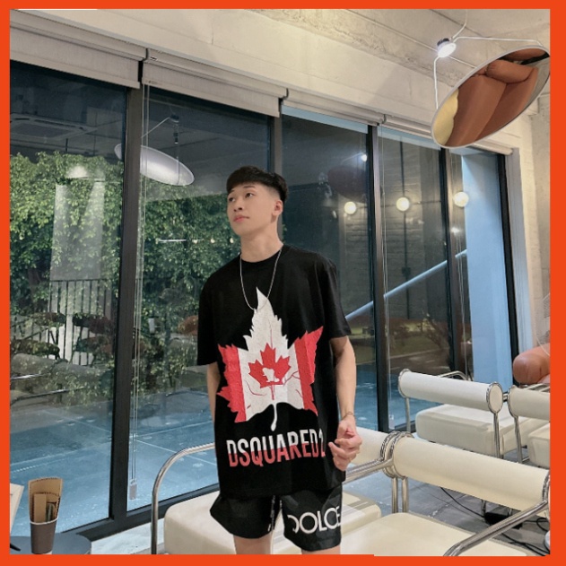 Áo Phông Nam Nữ DSQ2 Hình Lá Cấn Đỏ Trắng. Áo Thun Nam Nữ Unisex Form rộng Siêu hót cháy phố 2023. 88