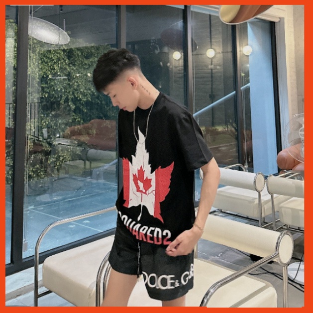 Áo Phông Nam Nữ DSQ2 Hình Lá Cấn Đỏ Trắng. Áo Thun Nam Nữ Unisex Form rộng Siêu hót cháy phố 2023. 88