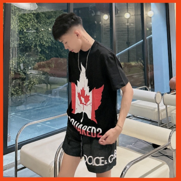 Áo Phông Nam Nữ DSQ2 Hình Lá Cấn Đỏ Trắng. Áo Thun Nam Nữ Unisex Form rộng Siêu hót cháy phố 2023. 88