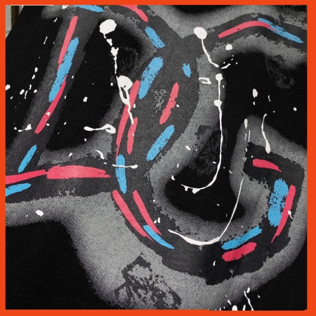 Áo phông nam nữ Dolce in chữ DG vảy sơn loang màu phối tay raglan đen trắng. Áo thun nam nữ unisex form rộng siêu hot | BigBuy360 - bigbuy360.vn