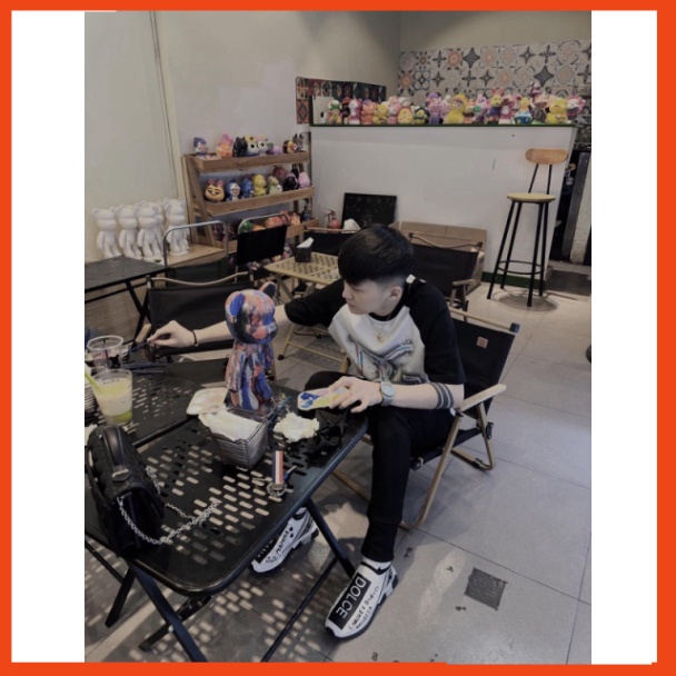 Áo phông nam nữ Dolce in chữ DG vảy sơn loang màu phối tay raglan đen trắng. Áo thun nam nữ unisex form rộng siêu hot | BigBuy360 - bigbuy360.vn