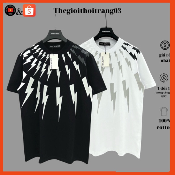 Áo Phông Nam Nữ Neil Barrett In Tia Sét Nhũ Kim Tuyến Cao Cấp, Áo Phông Nam Nữ Unisex Siêu Cấp Hot Trend Hè 2023 88