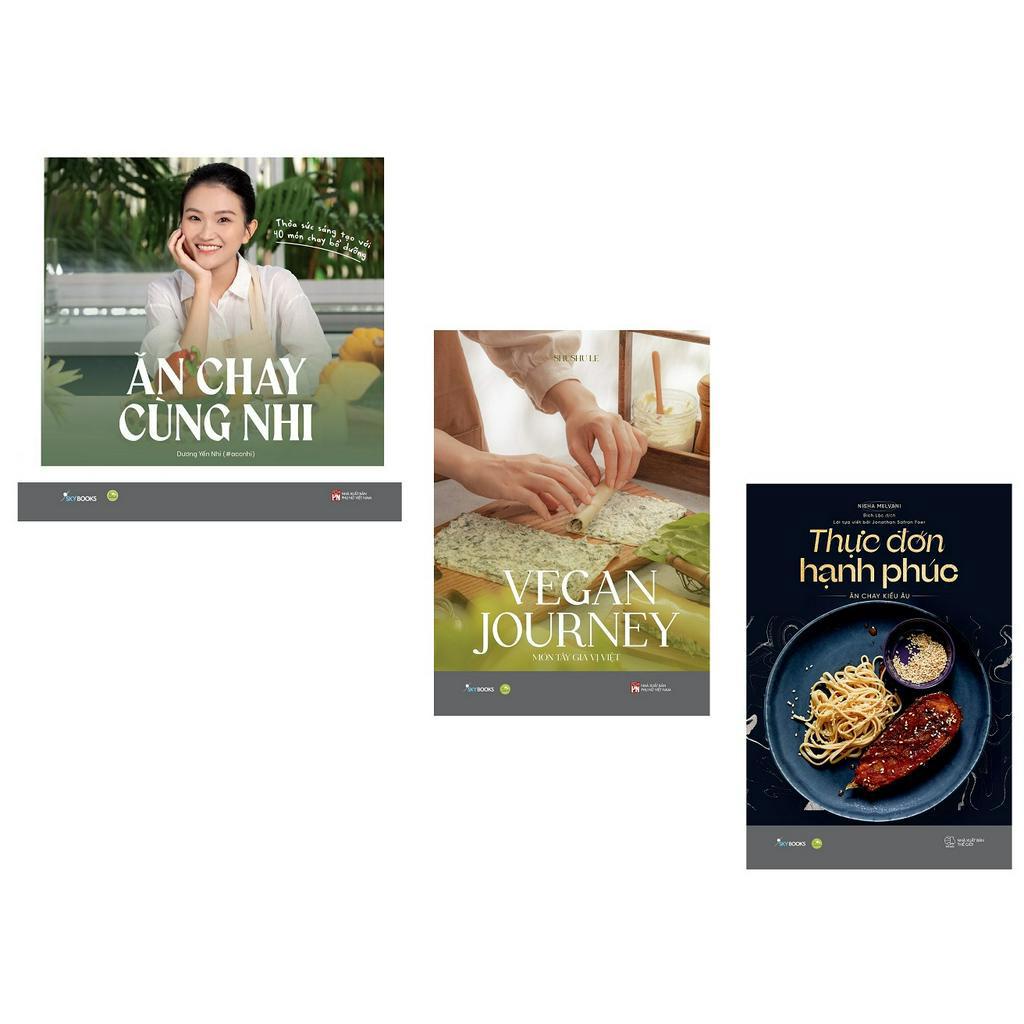 Sách - Combo 3 Cuốn Dạy Nấu Ăn Chay: Ăn Chay Cùng Nhi + Vegan Journey + Thực Đơn Hạnh Phúc - AZVietNam