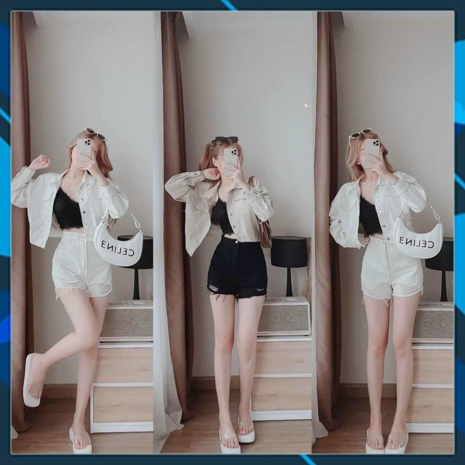 Quần Jean Short Bò Nữ Cạp Cao Phong Cách Thời Trang Cực Ngầu Chất Denim Siêu Dày Dặn Cao Cấp Q01 Hot :>