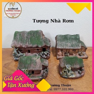 Tượng Nhà Rơm - Gốm sứ Bát Tràng làm mô hình trang trí tiểu cảnh, trang trí bể cá