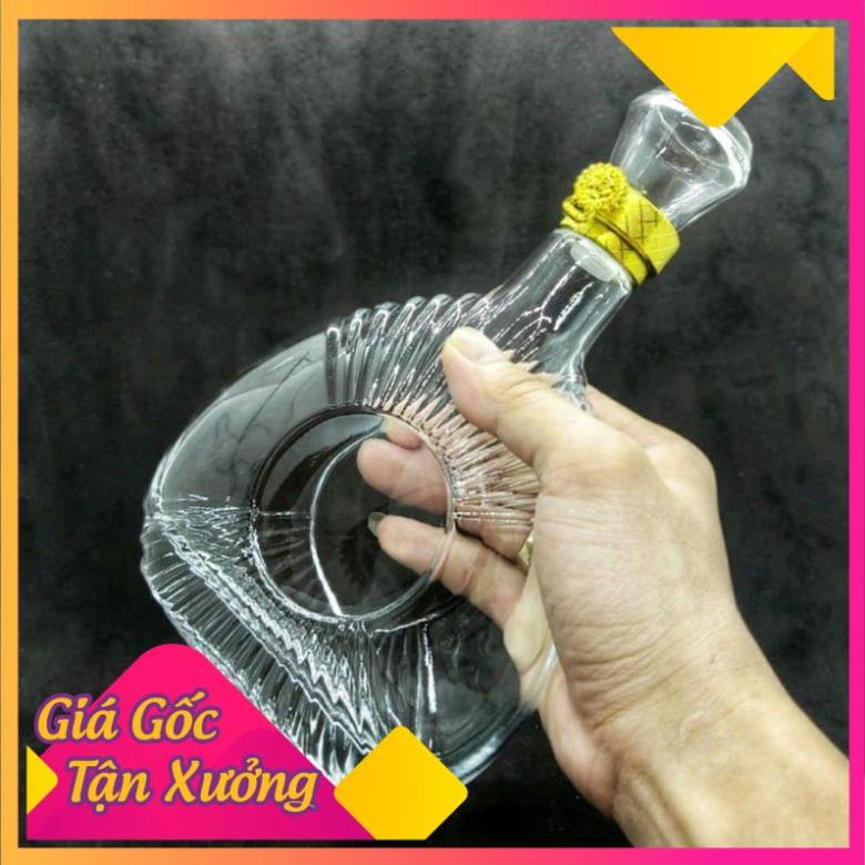 Vỏ Bình Thủy Tinh XO Tròn Đựng Rượu 500ml, Chai đựng rượu XO, Hàng Loại 1, PV-08 *BAO BỂ VỠ*