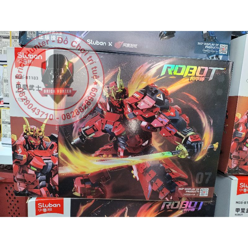 Sluban M38 B1183 Mecha Warrior Red Samurai mô hình lắp ráp chiến binh người máy Võ Sĩ Đạo