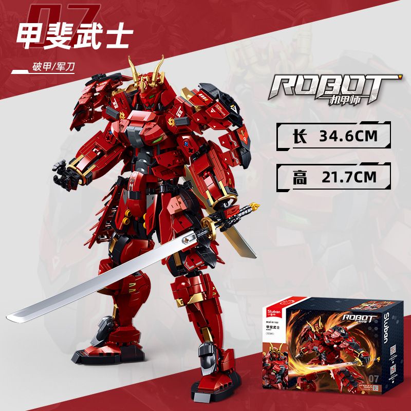 Sluban M38 B1183 Mecha Warrior Red Samurai mô hình lắp ráp chiến binh người máy Võ Sĩ Đạo