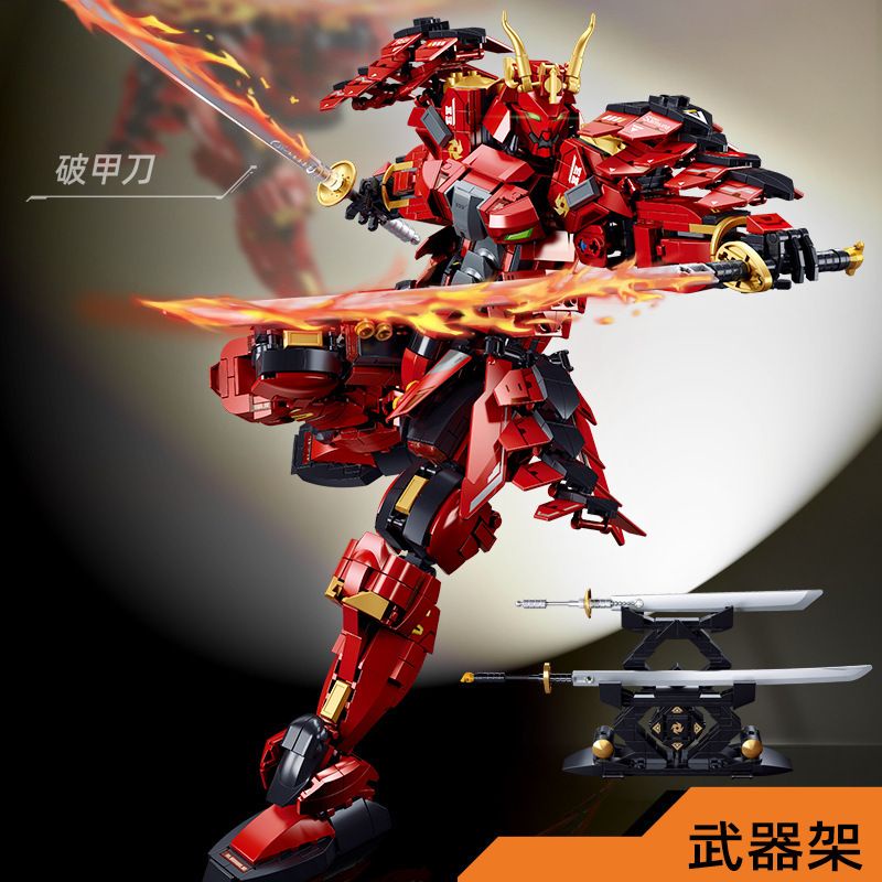 Sluban M38 B1183 Mecha Warrior Red Samurai mô hình lắp ráp chiến binh người máy Võ Sĩ Đạo