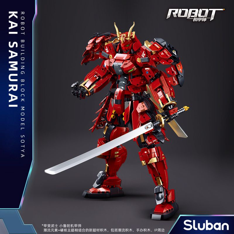 Sluban M38 B1183 Mecha Warrior Red Samurai mô hình lắp ráp chiến binh người máy Võ Sĩ Đạo