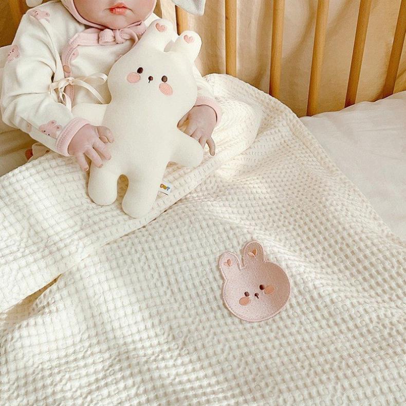 Chăn cho bé sơ sinh, Chăn lưới cho bé Hàn Quốc BECON, chăn đắp cho bé thoáng khí, họa tiết dễ thương, KT 90*130cm