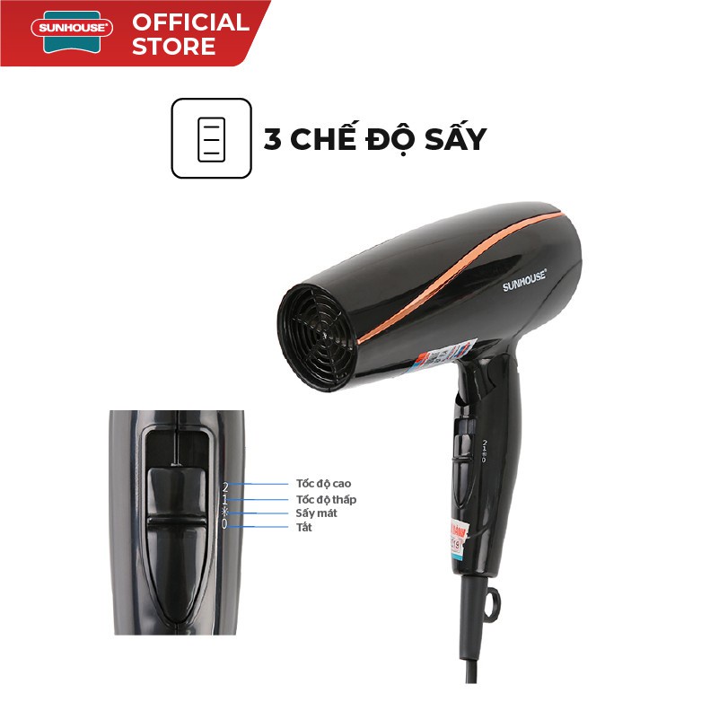 Máy Sấy Tóc SUNHOUSE Màu Đen 1200W SHD2306