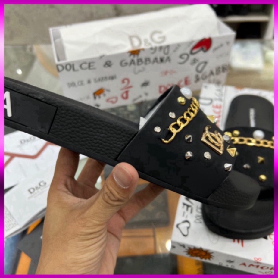 Dép lê nam DG đính đá xích  - Dép lê cao su đính đá HotTren 2023