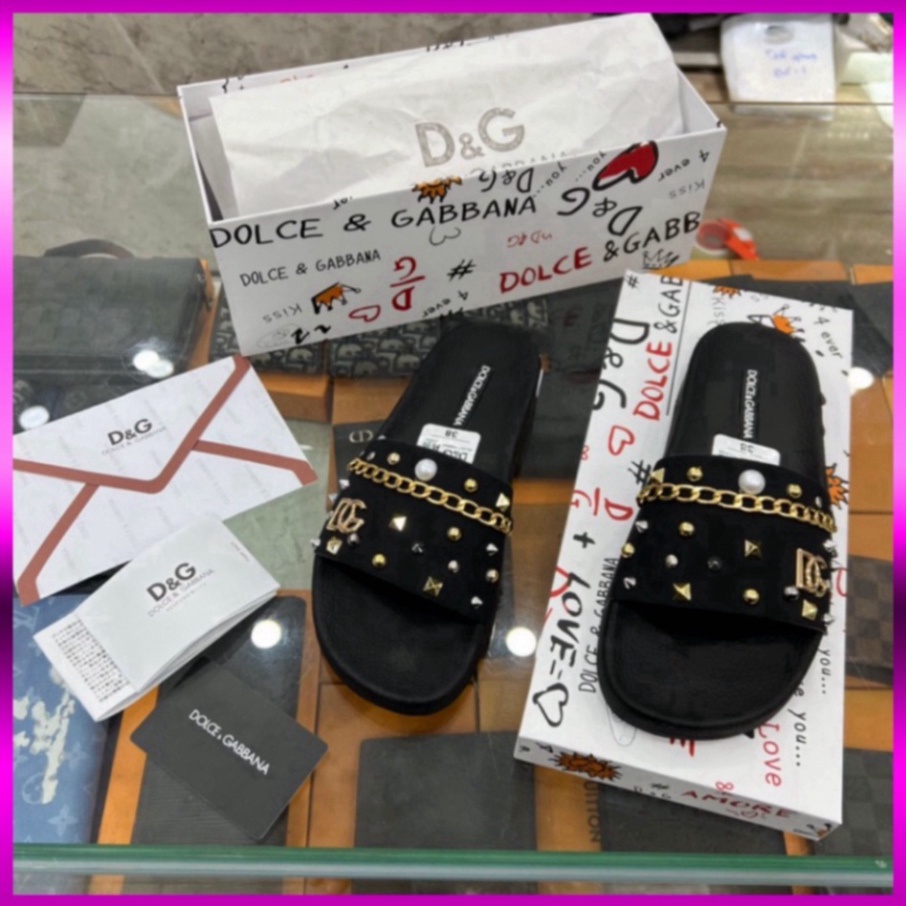 Dép lê nam DG đính đá xích  - Dép lê cao su đính đá HotTren 2023