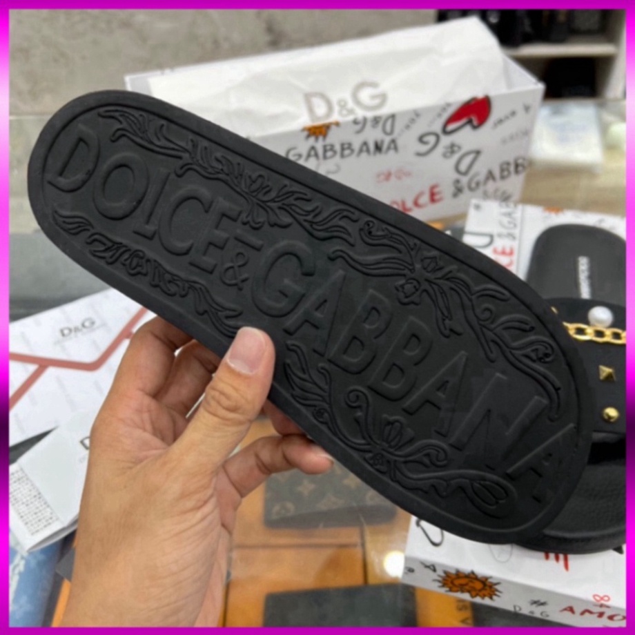 Dép lê nam DG đính đá xích  - Dép lê cao su đính đá HotTren 2023