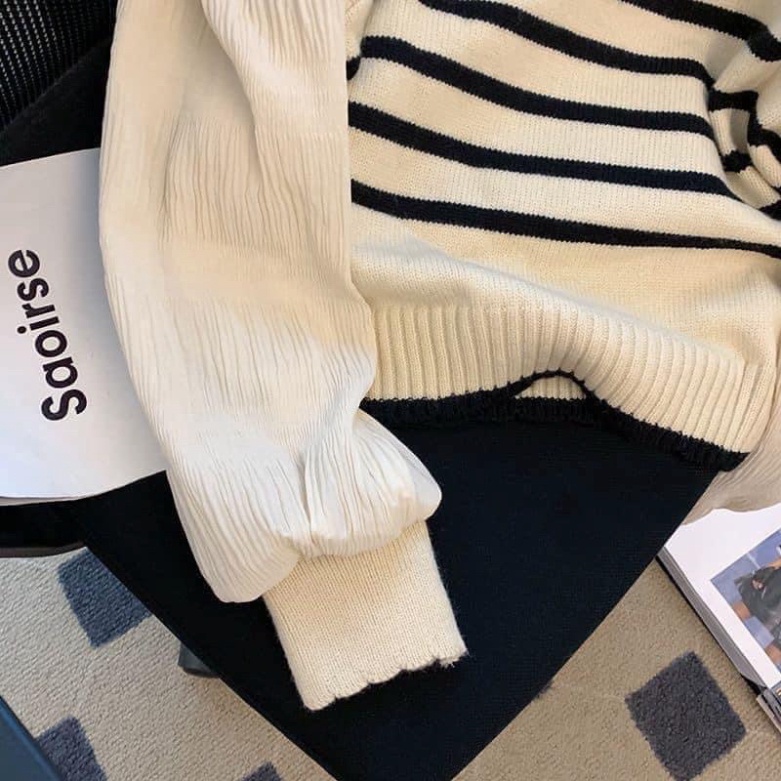 ÁO LEN DÀI TAY PHỒNG KẺ NGANG