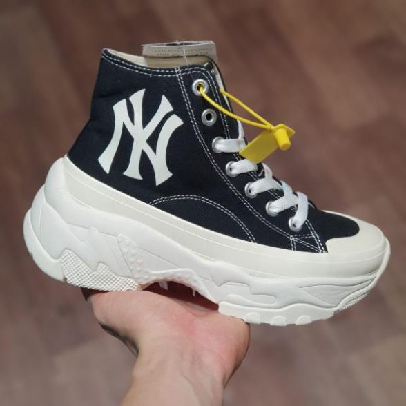 Giày đế độn MLB chunky high vải đen trắng  giày thể thao mlb đế cao 6cm hót trend 2022